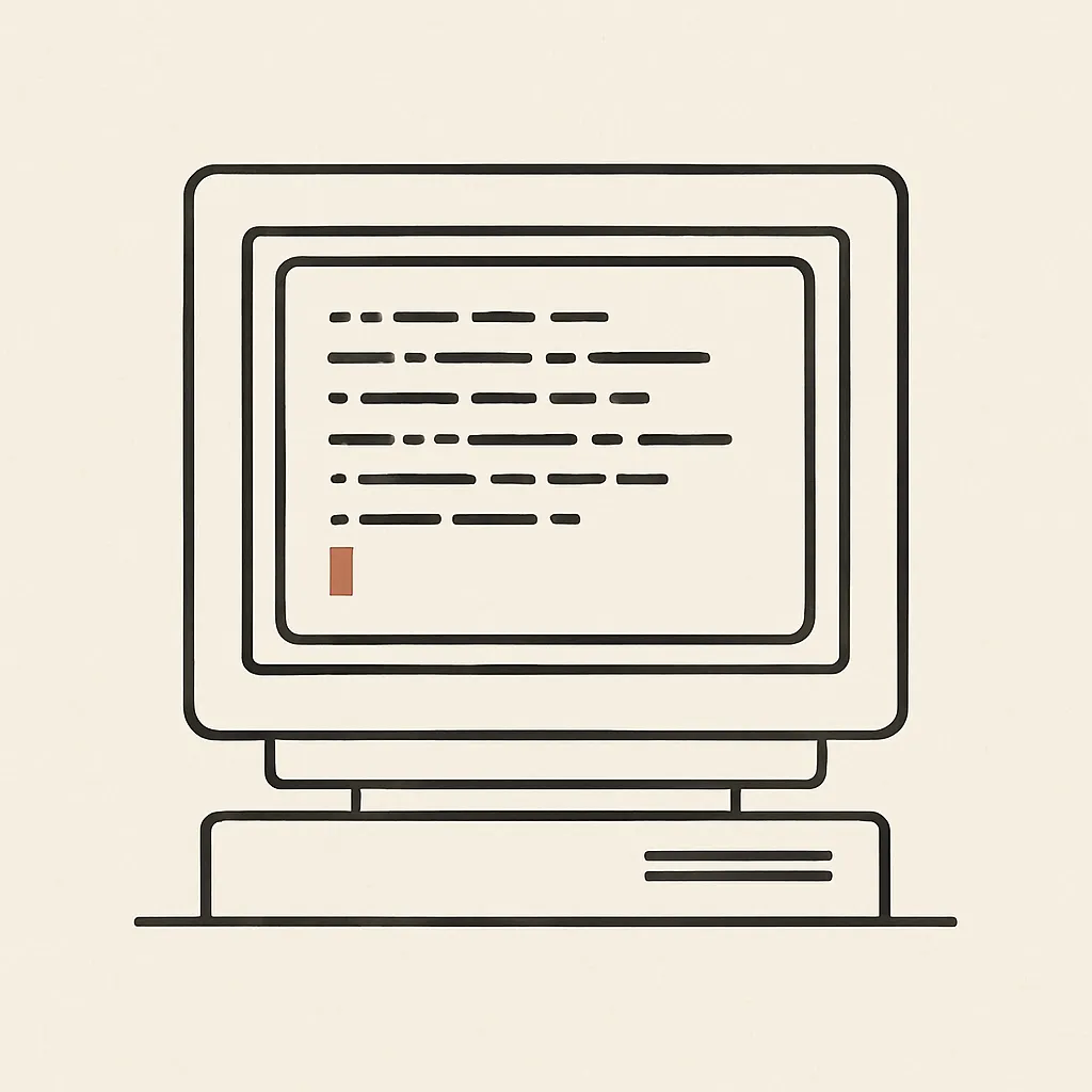 A minimal terminal illustration in paper and ink